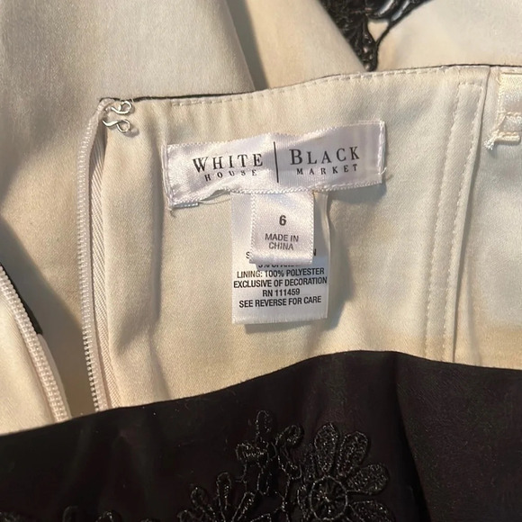 White House Black Market, 6, Cream sleeveless midi black floral embroidery - Picture 7 of 8